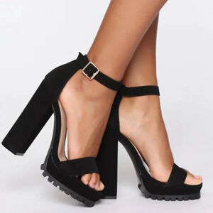 FASHION NOVA Above‎ All  Odds Black Heeled Sandals